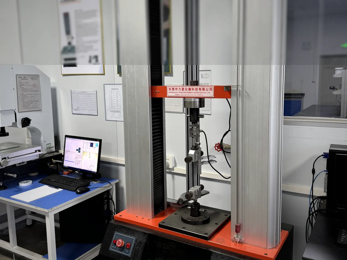 Real tensile testing equipment for silicone material validation