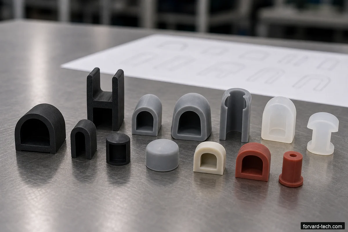 Silicone product samples and project documents for RFQ evaluation